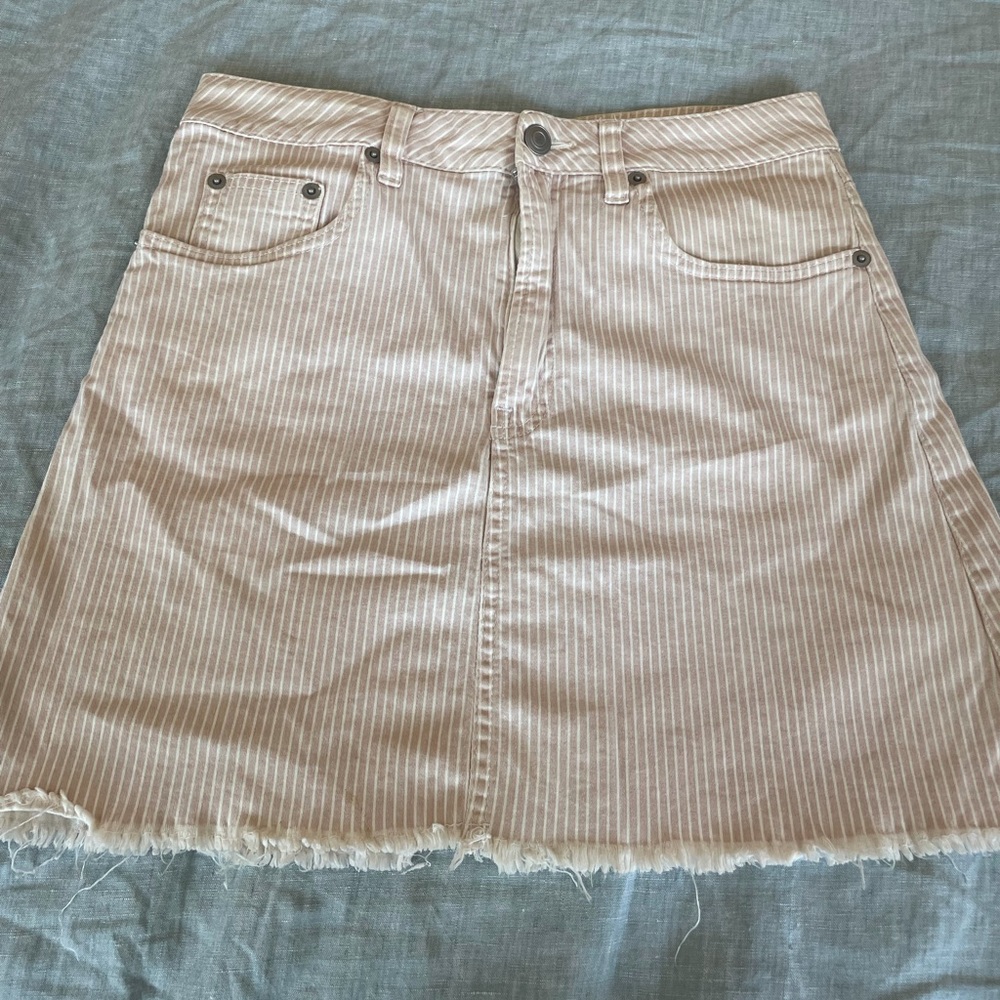 Brandy Melville pink and white striped skirt